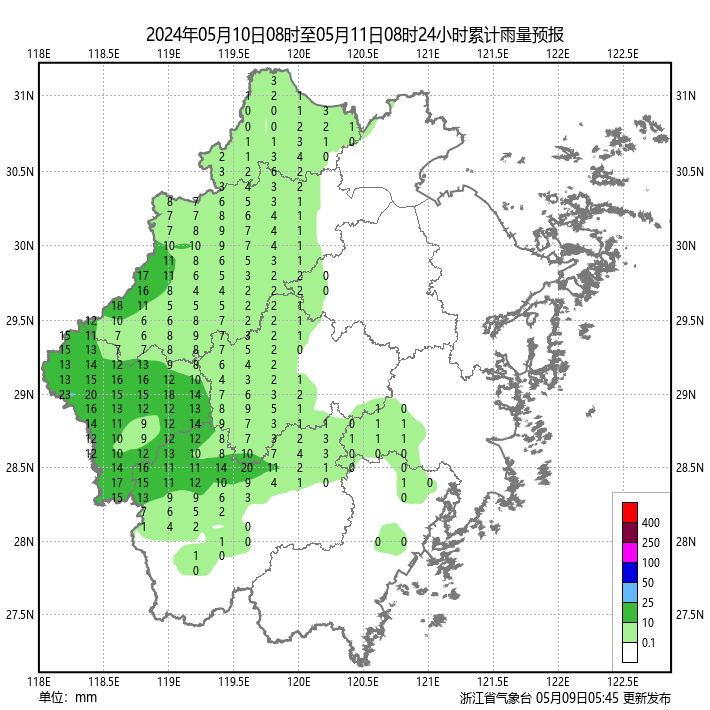 2024年05月09日 浙江天气