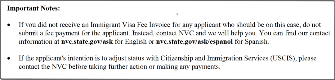 美国EB-5移民有关NVC缴费须知