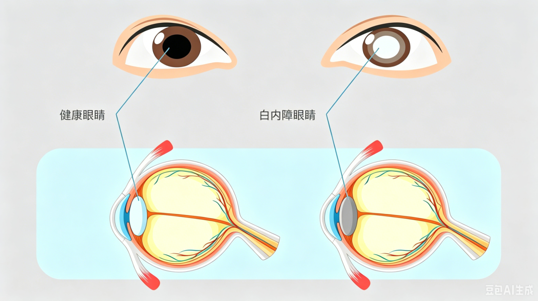 健康眼睛和白内障眼睛对比