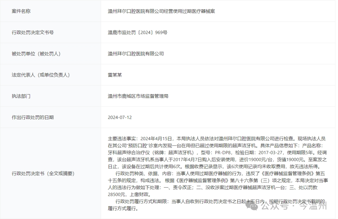 牙椅怎么用【首发】牙椅之后还有洁牙机，温州一口腔使用过期医疗器械被罚！如何避免入坑？_https://www.jmylbn.com_新闻资讯_第12张
