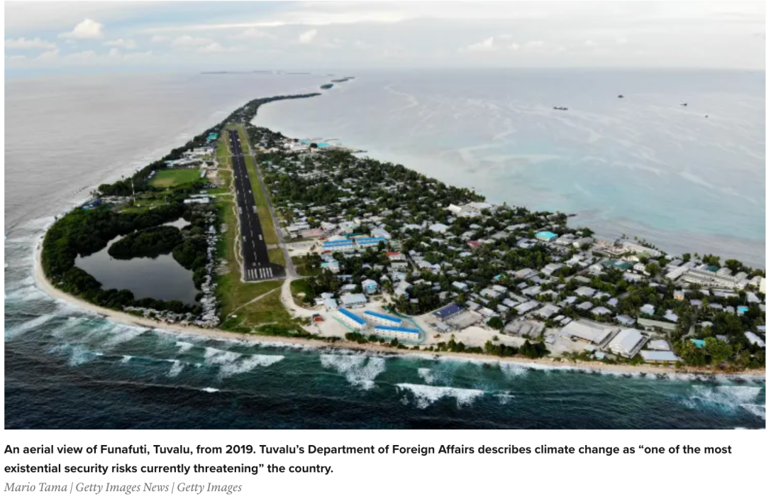 澳大利亚承诺愿意接收受气候变化威胁的岛国图瓦卢移民