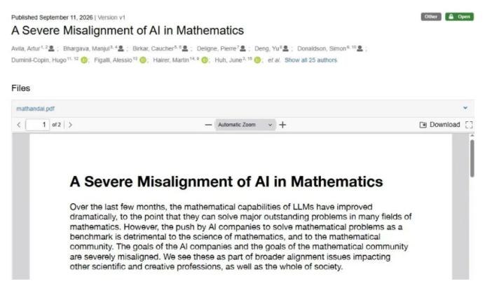 Fields Medalist at SUSTech Blasts AI 'Academic Plunder' in Math