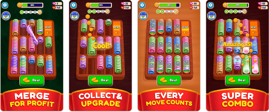 Coin Merge玩法解析 SayGames Pocket Sort下载量破千万