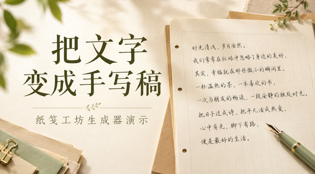 新上线「纸笺工坊」：把文字变成手写稿