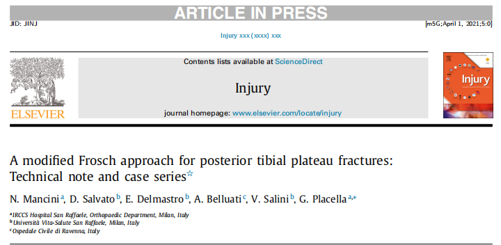 一篇关于改良Frosch入路治疗后外侧胫骨平台骨折的技术说明