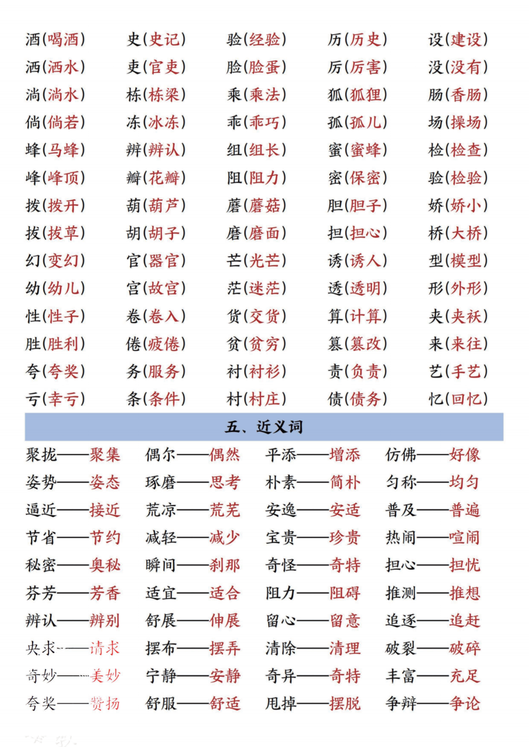 人教版三年级下册语文期末复习（高频考点汇总）电子版可打印