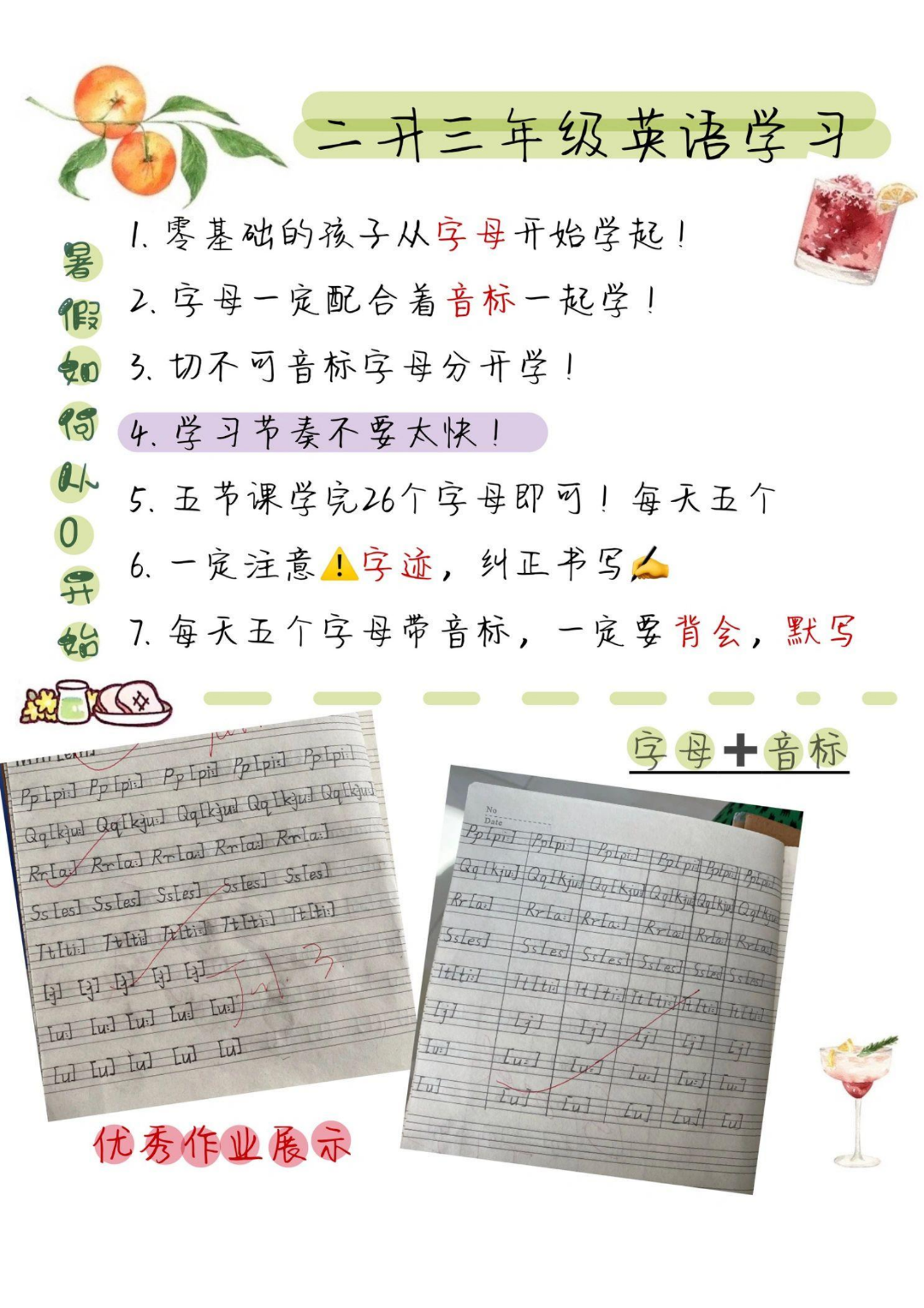 二升三英语学习基础知识（音标、音素、自然拼读），电子版可打印