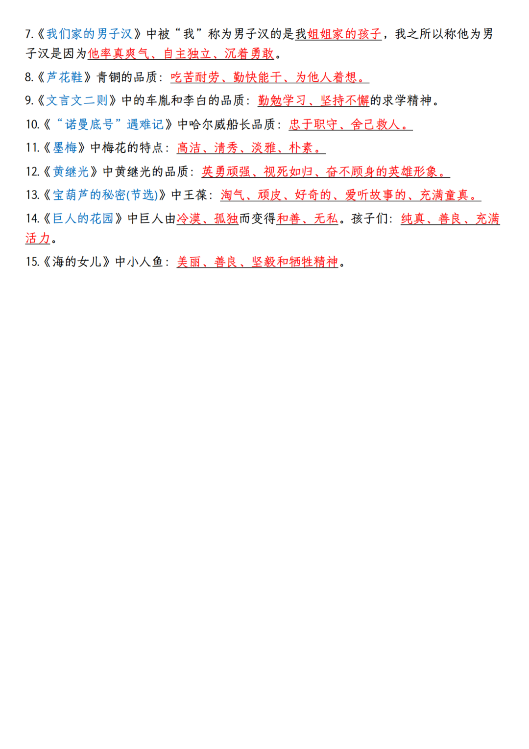 四年级语文寒假预习作业（四下语文重点知识点归类汇总），电子版可打印
