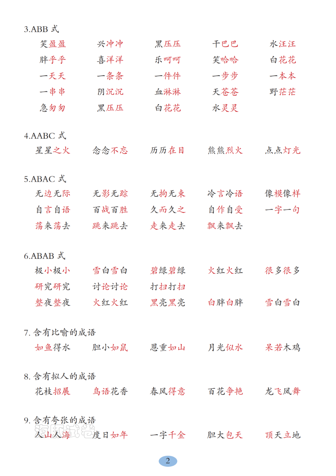 新版二年级上册语文《全册高频考点归类汇总》，电子版可打印