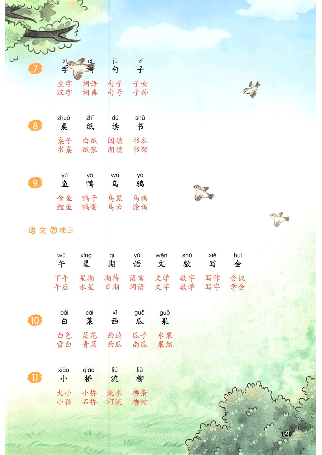 新版一年级上册语文（课后生字组词汇总），电子版可打印