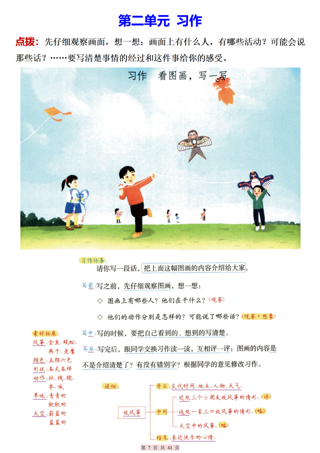 人教版三年级下册语文期末《写作技巧及范文分析》电子版可打印