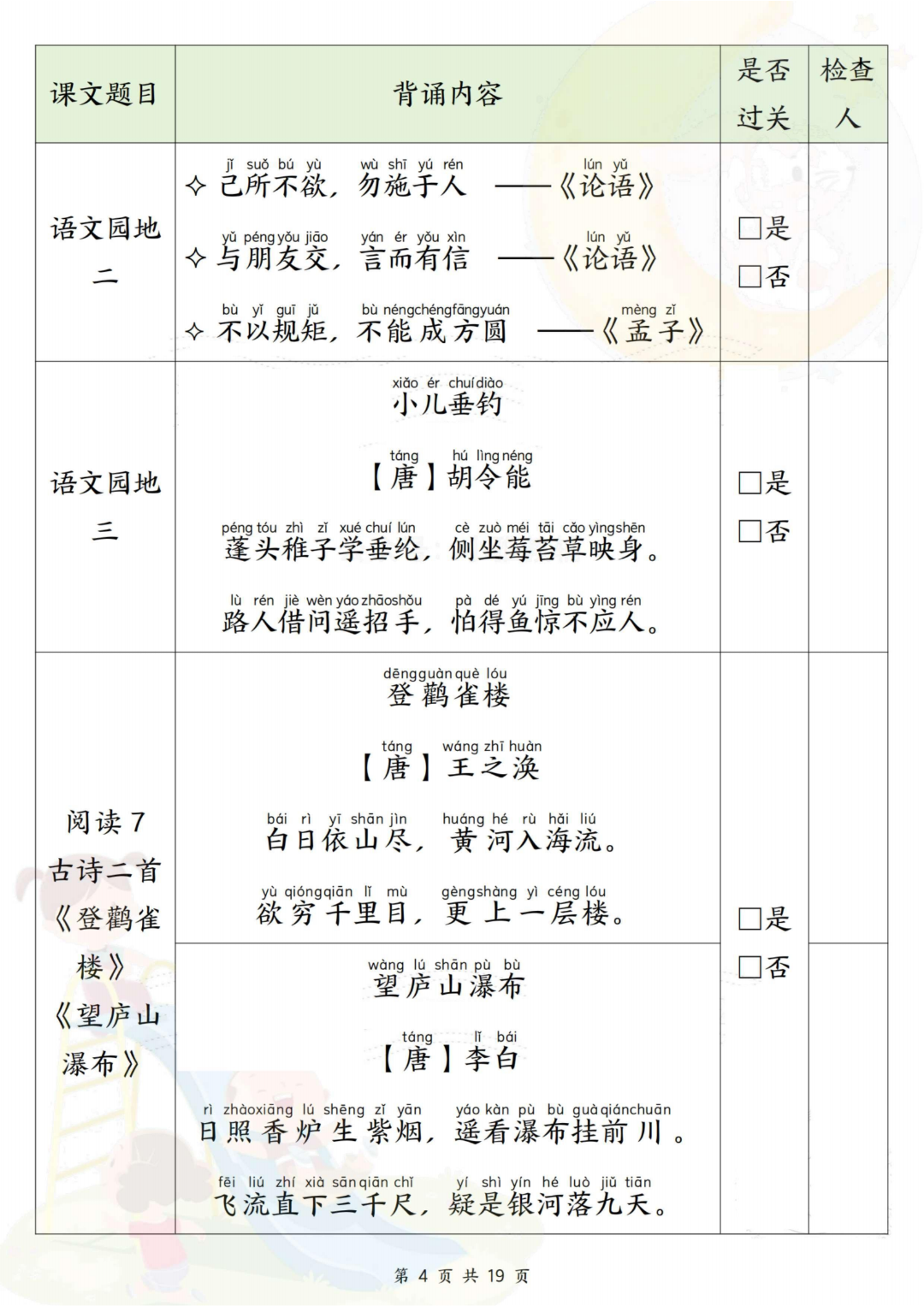 25年秋新版二年级上册语文（课文背诵闯关及必背内容解析），电子版可打印
