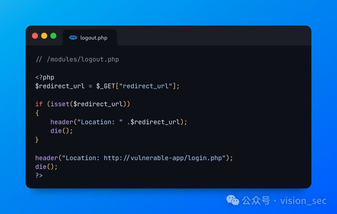 Vulnerable code snippet