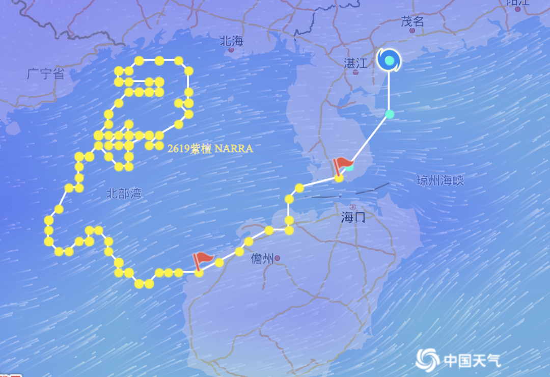 “紫檀”的台风路径图。（中国天气网/图）