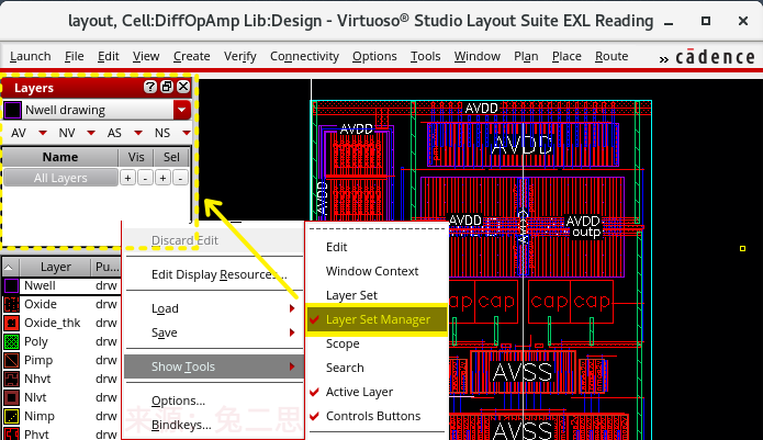 （ 启动时默认开启 Layer Set Manager，不用右键再去选了 ）