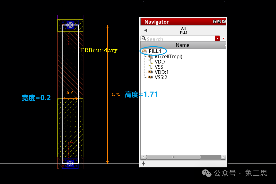 （最小单元 FILL1 的宽度和高度信息）