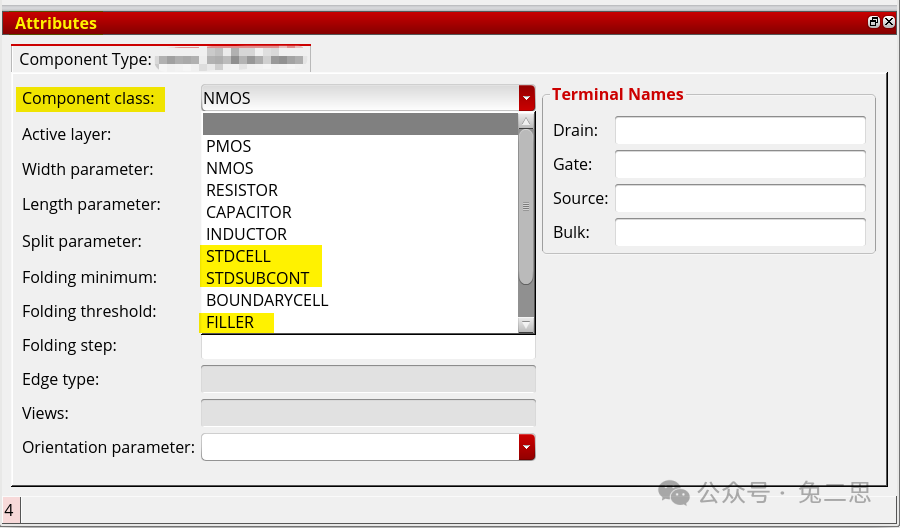 （展示的是Component class下拉菜单内容）