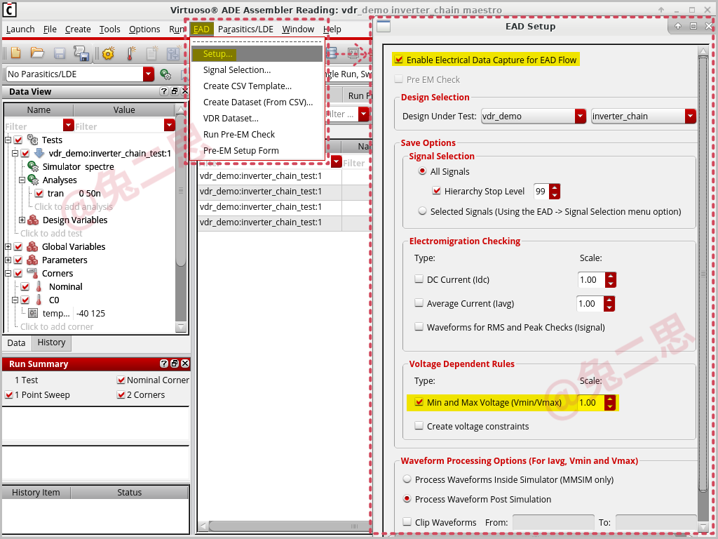 （ 仿真前的设置 - EAD Setup ）