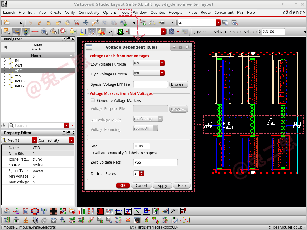 ( VLS >> Tools - Voltage Dependent Rules )