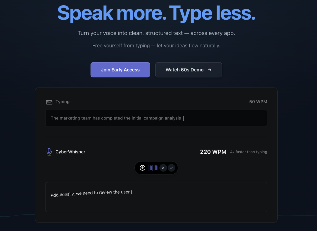CyberWhisper 官网效果截图一