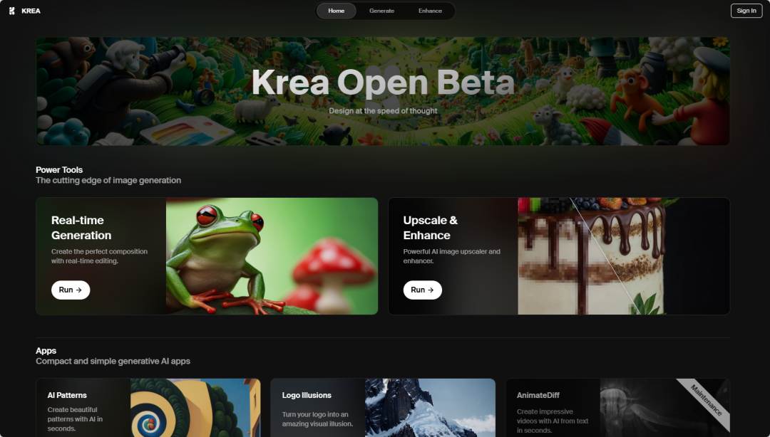 Krea AI最简单的图像生成工具，可实时绘画