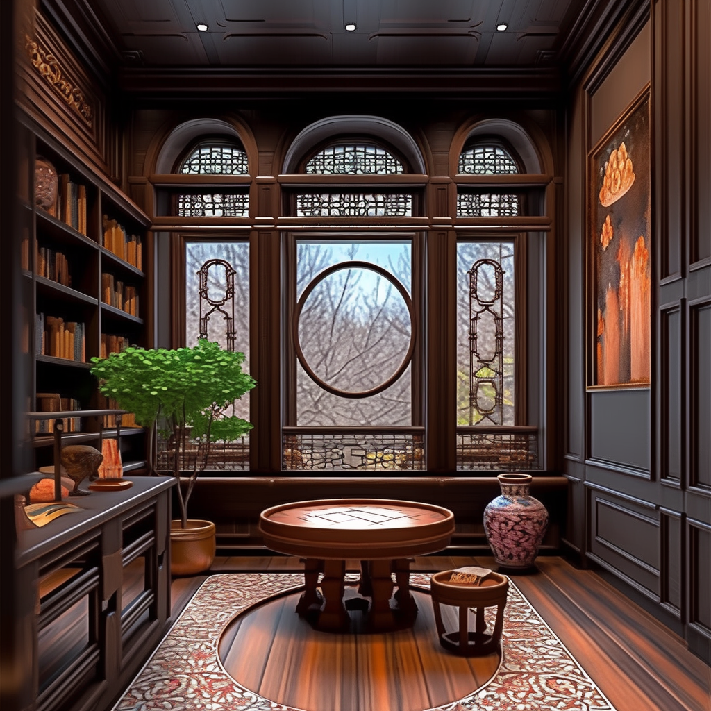 【案例】第182期案例，Ai室内设计，中古书房