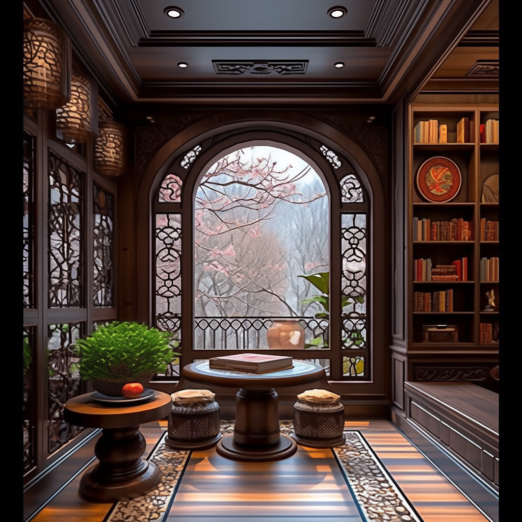 【案例】第182期案例，Ai室内设计，中古书房