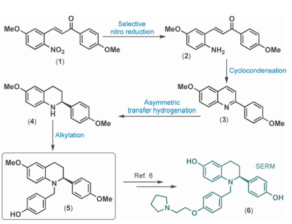 【名家案例】選擇性硝基還原四氫喹啉SERM的對(duì)映選擇性流動(dòng)合成