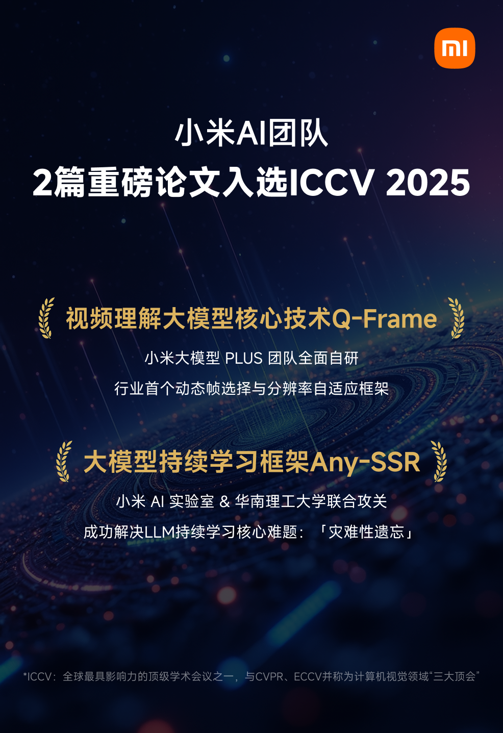 AI技术获全球顶级学术会议认可，小米2篇论文入选ICCV 2025