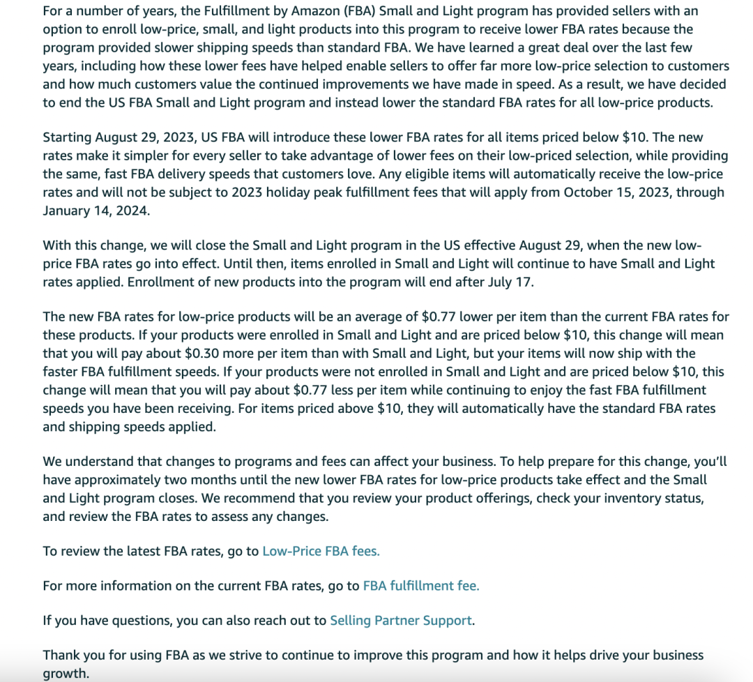 暴击！轻小商品计划取消，亚马逊再调FBA配送费
