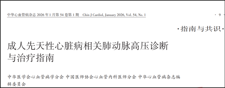 国际首部！《成人先天性心脏病相关肺动脉高压诊断与治疗指南》重磅发布，开启精准诊疗新时代