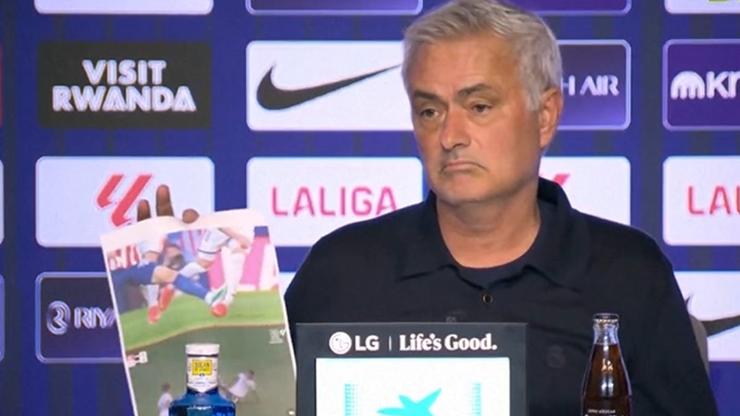 Jose Mourinho shows photos of 'clear red cards' in press conference after  Real Madrid lose to Atletico Madrid in La Liga