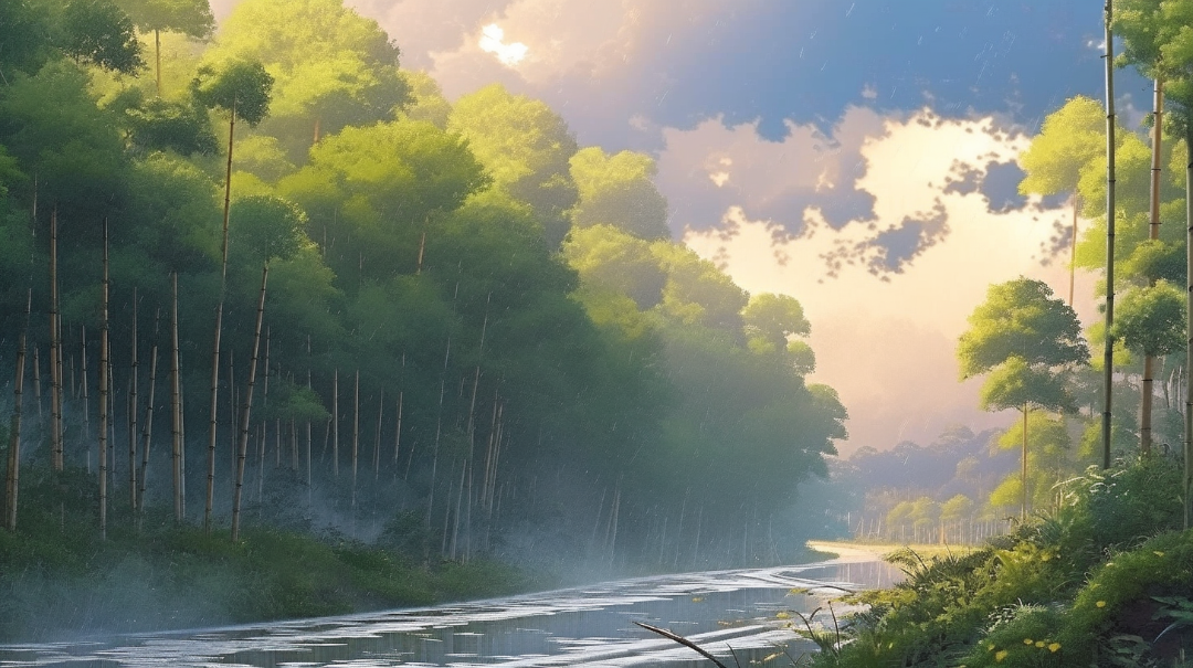 AI绘画 竹林小道