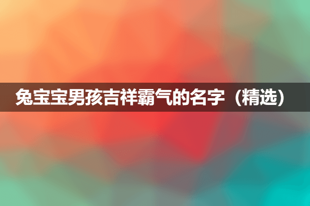 九画的起名吉利字男孩-兔宝宝男孩吉祥霸气的名字（精选）