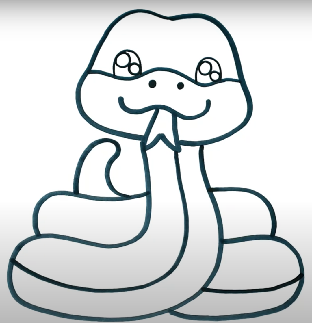 小熊美术教你蛇年画蛇,六步骤教你画一条可爱小蛇