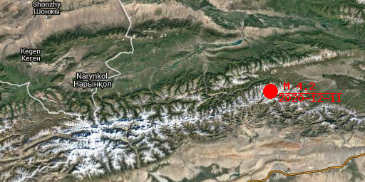 2020-12-11 21:05:00新疆巴音郭楞州和静县附近(自动)发生4.2级地震