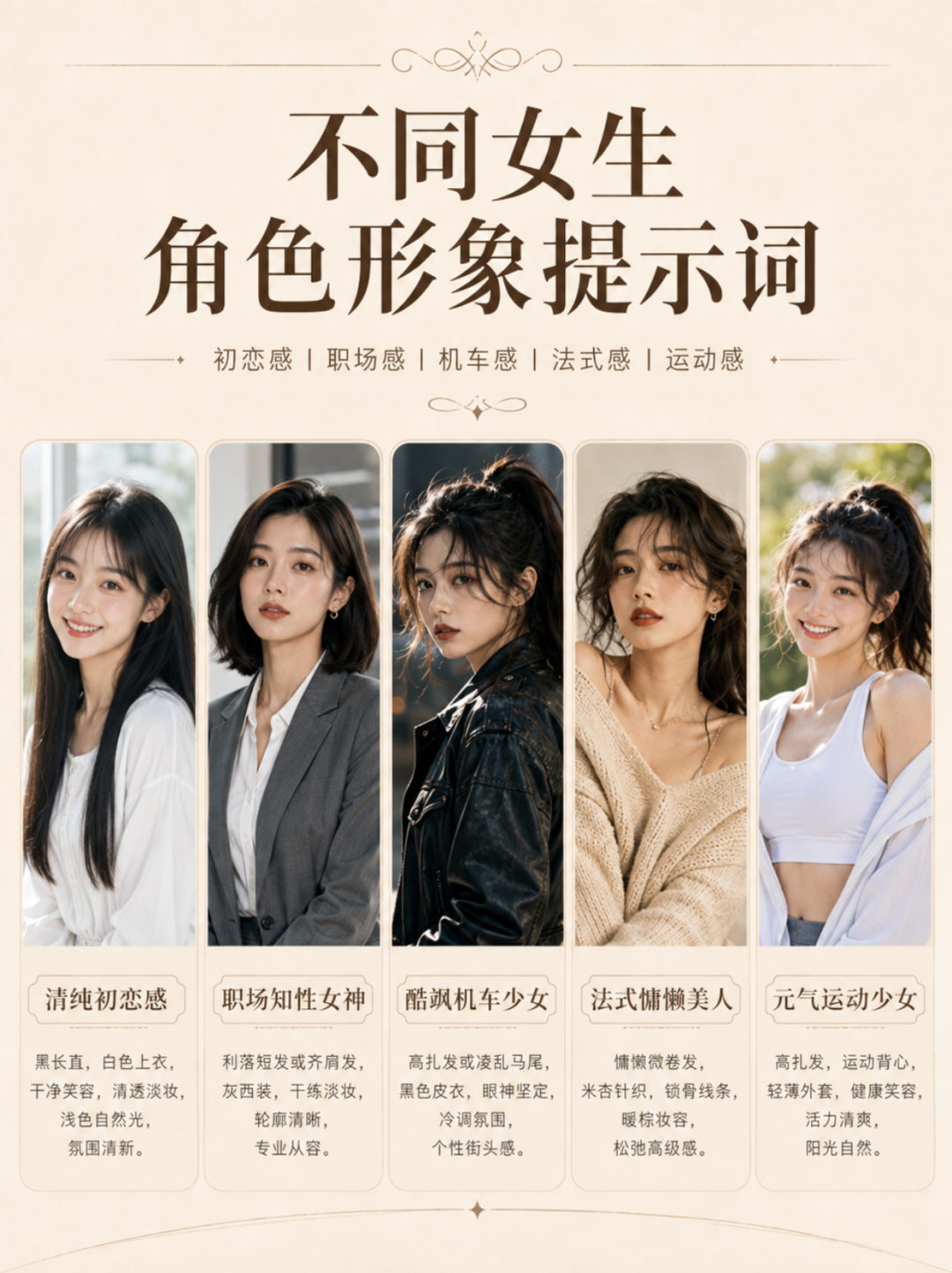 15 种女生角色形象风格关键词速查（人设方向参考） 效果图样例