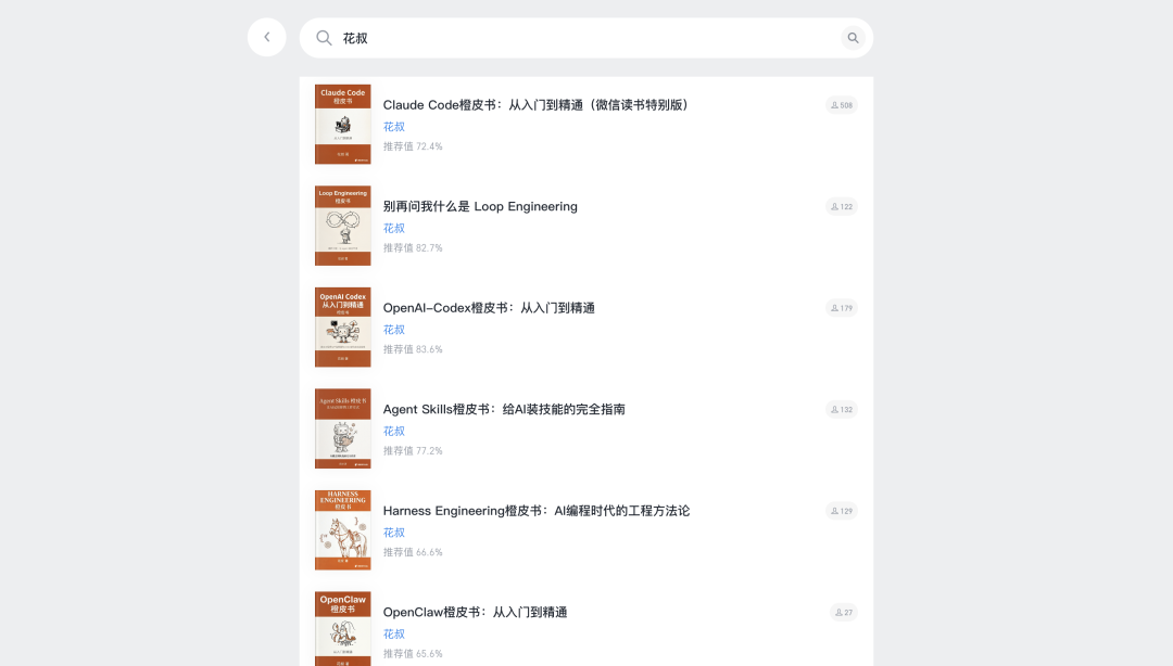 微信读书上花叔的 9 本橙皮书