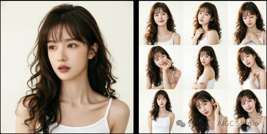 生成一个九宫格带不同拍照姿势的组图