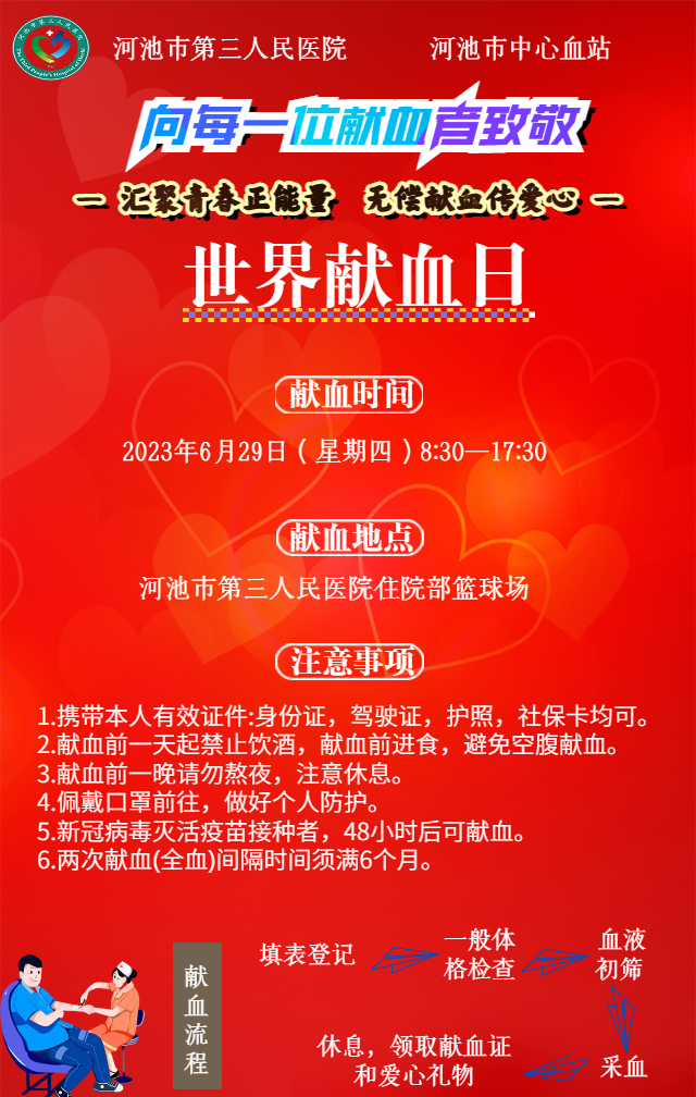 【无偿献血】6.29热血献礼，为建党节注入三医人生命的力量！