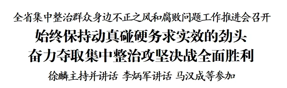 全省集中整治群众身边不正之风和腐败问题工作推进会召开 徐麟主持并讲话