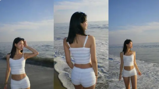 小S大女儿晒出海边美照，穿吊带背心身材比例绝了，不愧是台版金高银