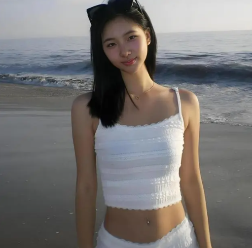 小S大女儿晒出海边美照，穿吊带背心身材比例绝了，不愧是台版金高银