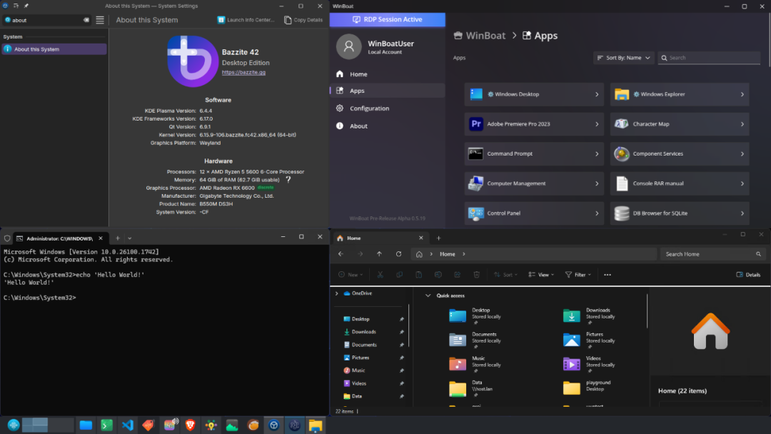 在 Linux上无缝集成运行Windows应用程序，使其看起来像原生体验。