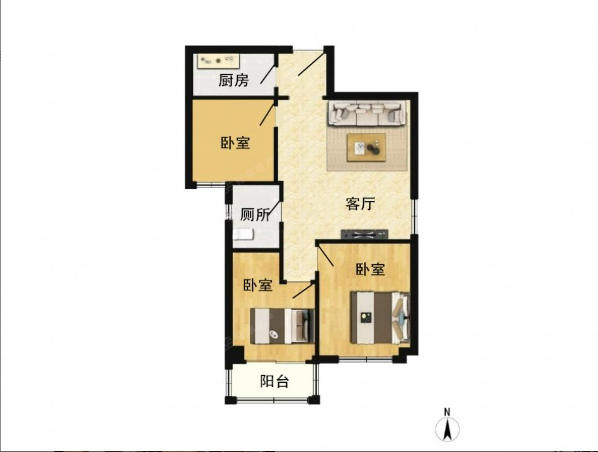 天河北二手房【金田花苑】80平，总价498万！