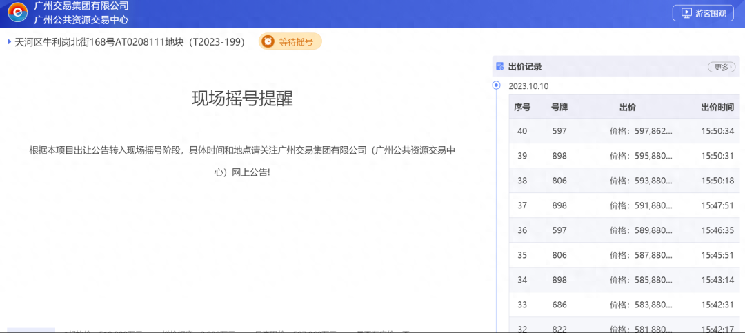 天河梅花铝厂地块封顶摇号，超59亿！