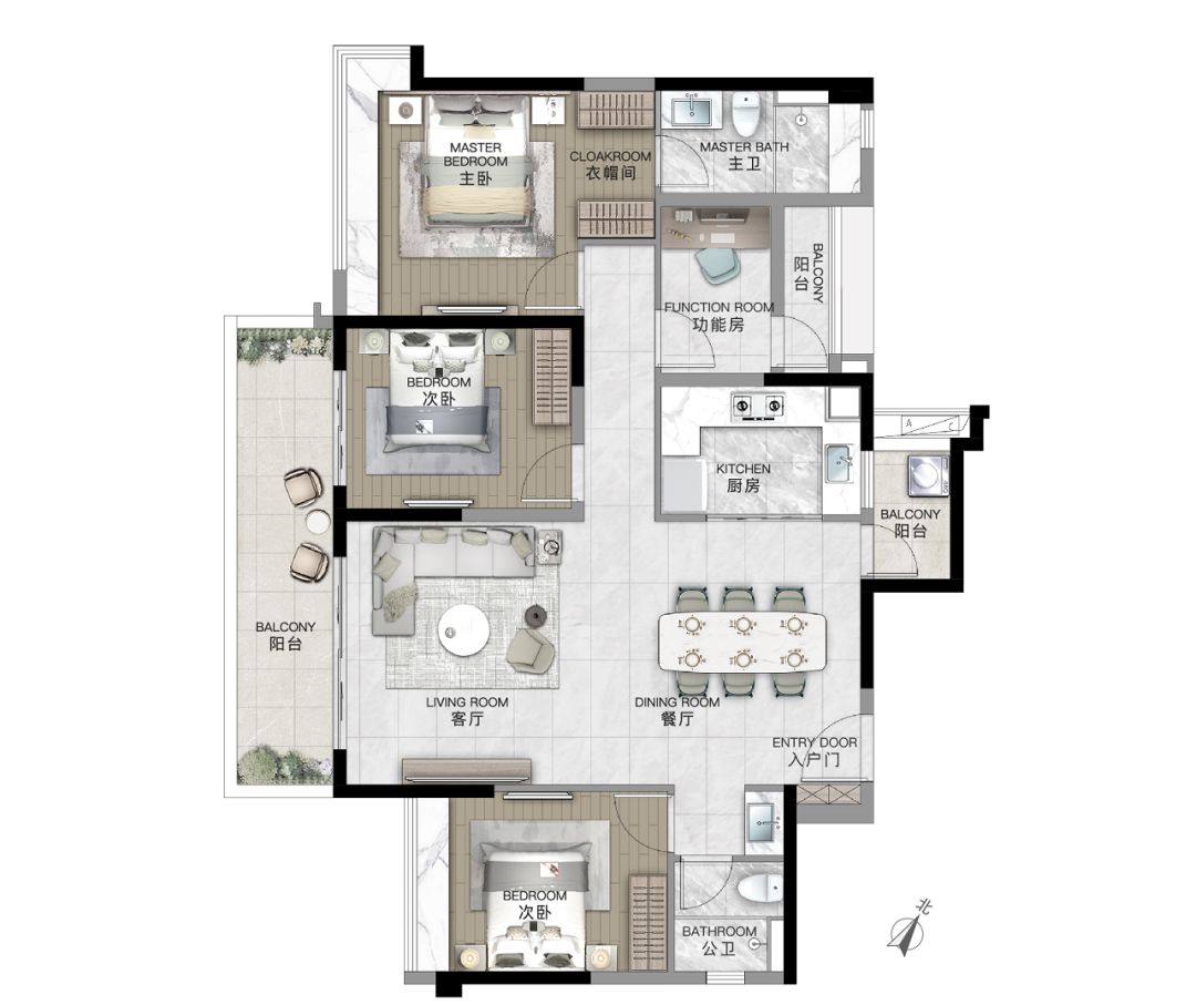 建面约143㎡3+1房2厅2卫