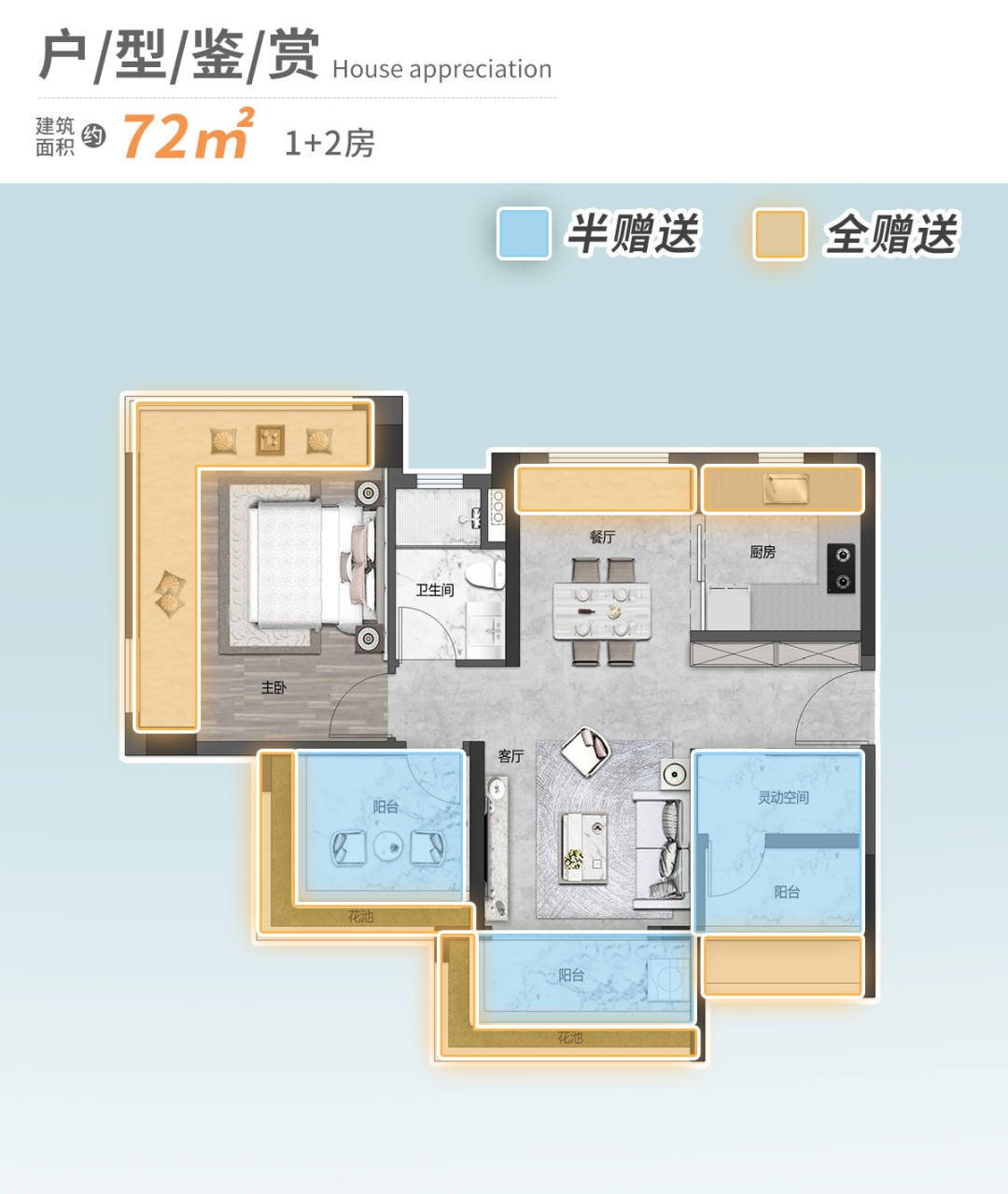 荔湾保利和颂72-87㎡南向三房，总价350万起！
