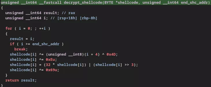 步骤1：解密第一个 shellcode，直接执行