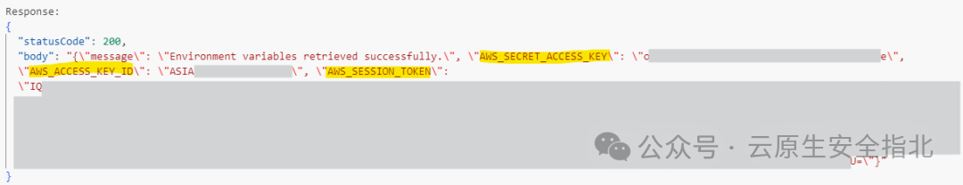 图 6. 返回的环境变量的值